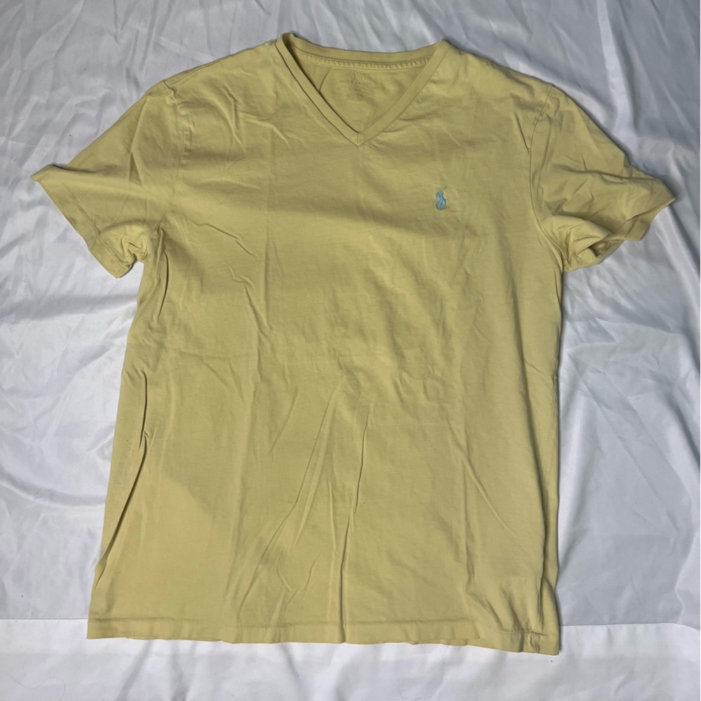 Yellow and Light Blue V-Neck Polo Tee